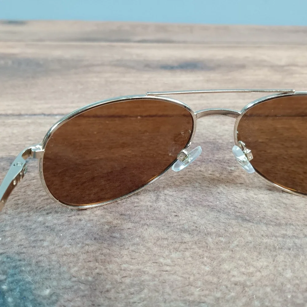Panama Jack Gold Aviator Sunglasses Brown Tinted Lenses Unisex Classic Pilot